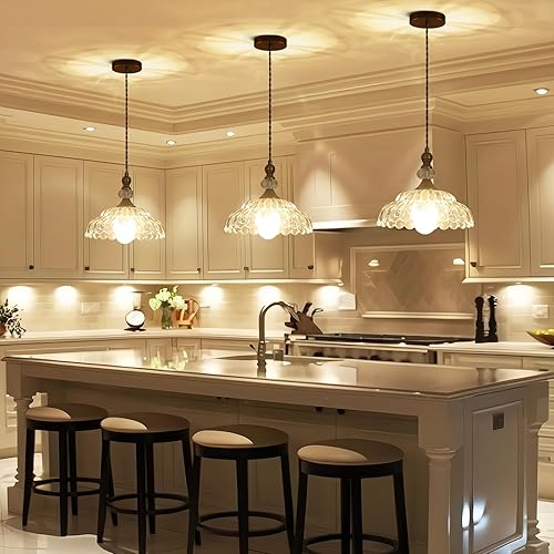 Miniatura 2 de 9.8" Vintage Pendant Lights for Kitchen Island,Small Brass Gold Hanging Pendant Lighting Fixture for Dining Room Hallway Bedroom