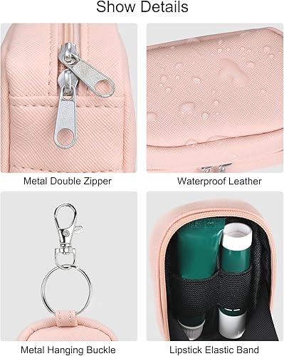 Vista 3 de Chapstick Bolsa de soporte para bálsamo labial, bolsa de almacenamiento portátil para lápiz labial, estuche de brillo de labios con gancho, Rojo