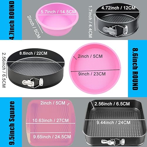 Miniatura 2 de Springform - Juego de sartenes antiadherentes para tartas de queso con parte inferior extraíble, protector a prueba de fugas, 10 forros de papel