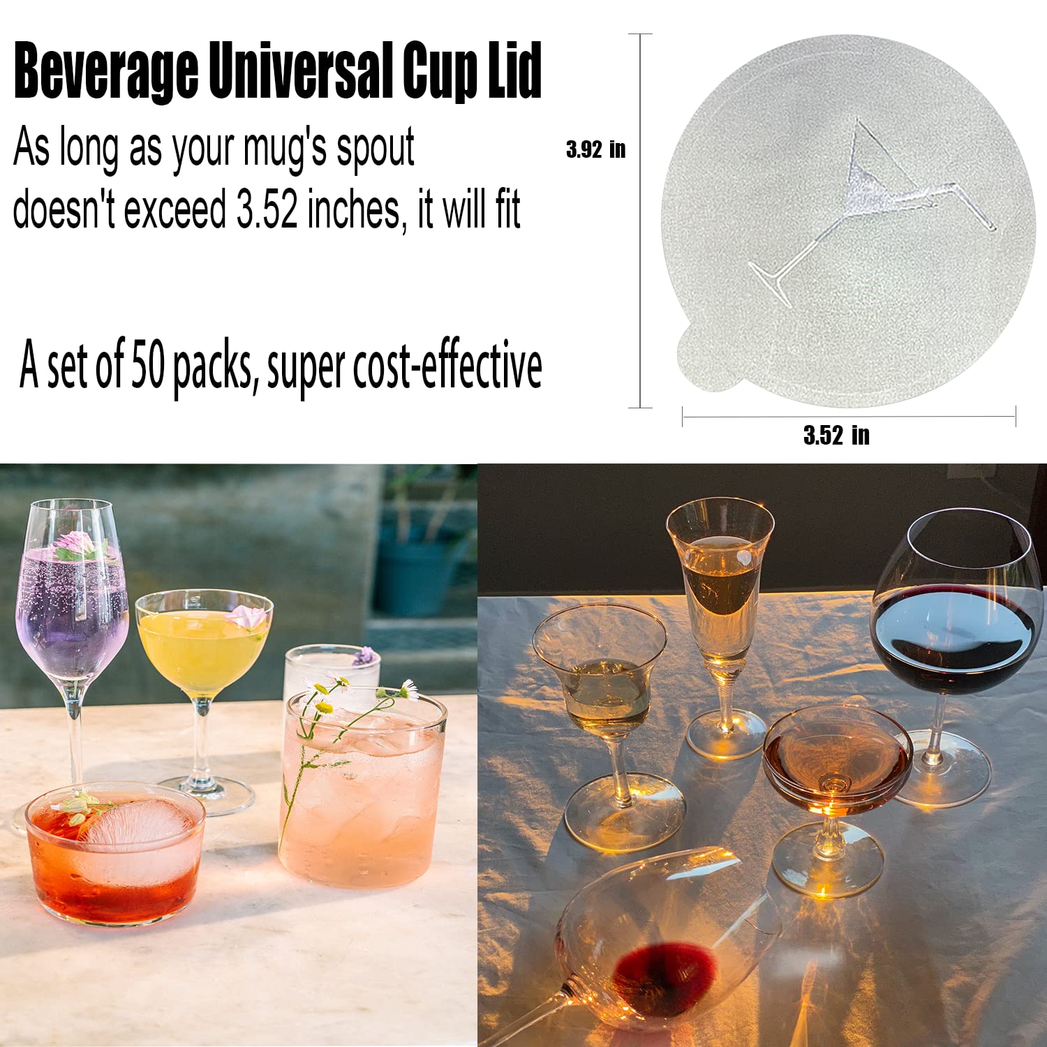 100 Pack Disposable Drink Protection Caps - Foil Airtight Lid Stickers For Wine Glasses & Tumblers - View #10