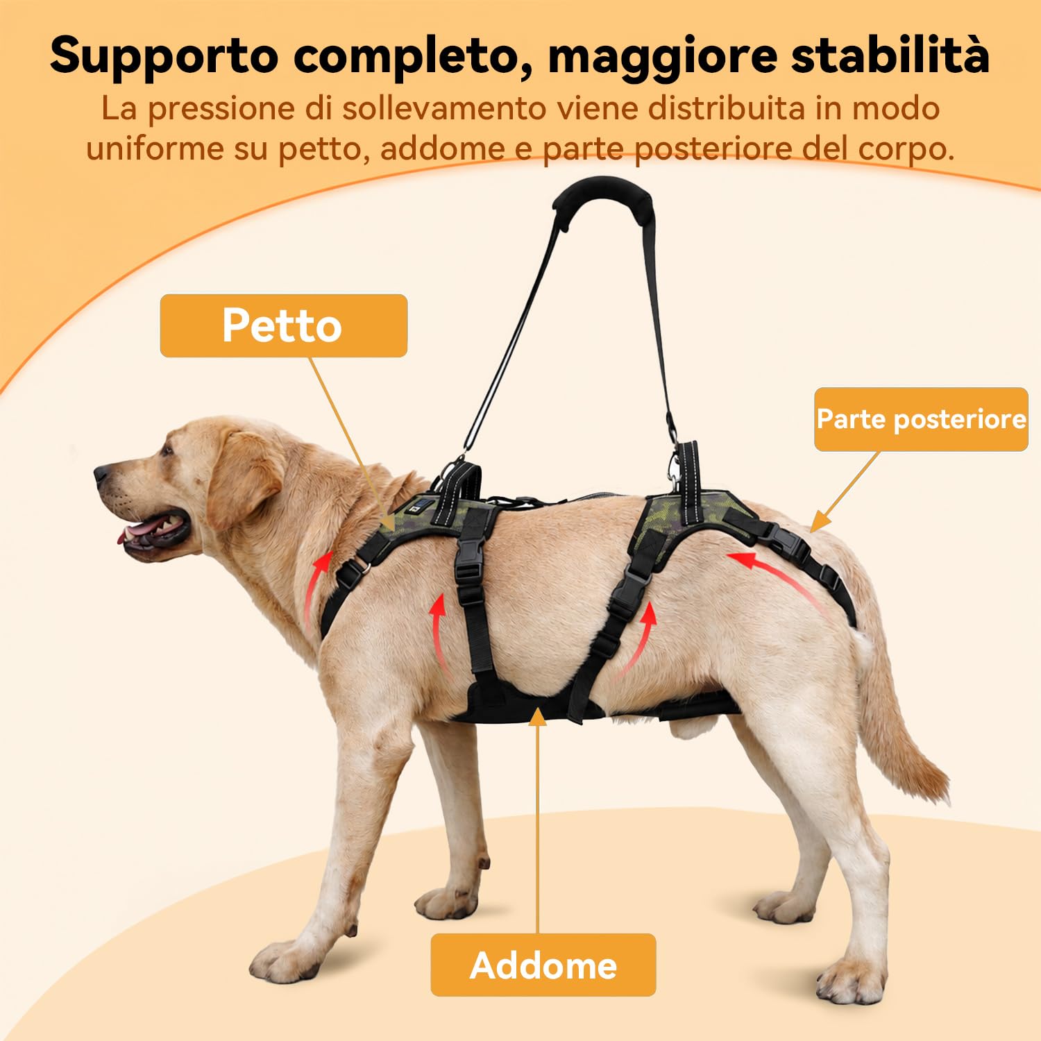 COODEO Imbracatura per sollevamento cani anziani, supporto completo con tracolla regolabile, aiuto per cani con zampe posteriori deboli, artrite, displasia dell'anca e recupero post operatorio (2XL)
