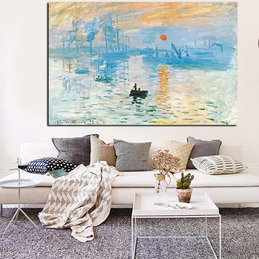 Amazon.co.jp: モダン印象日の出自然風景展示会ポスターPosterClaude