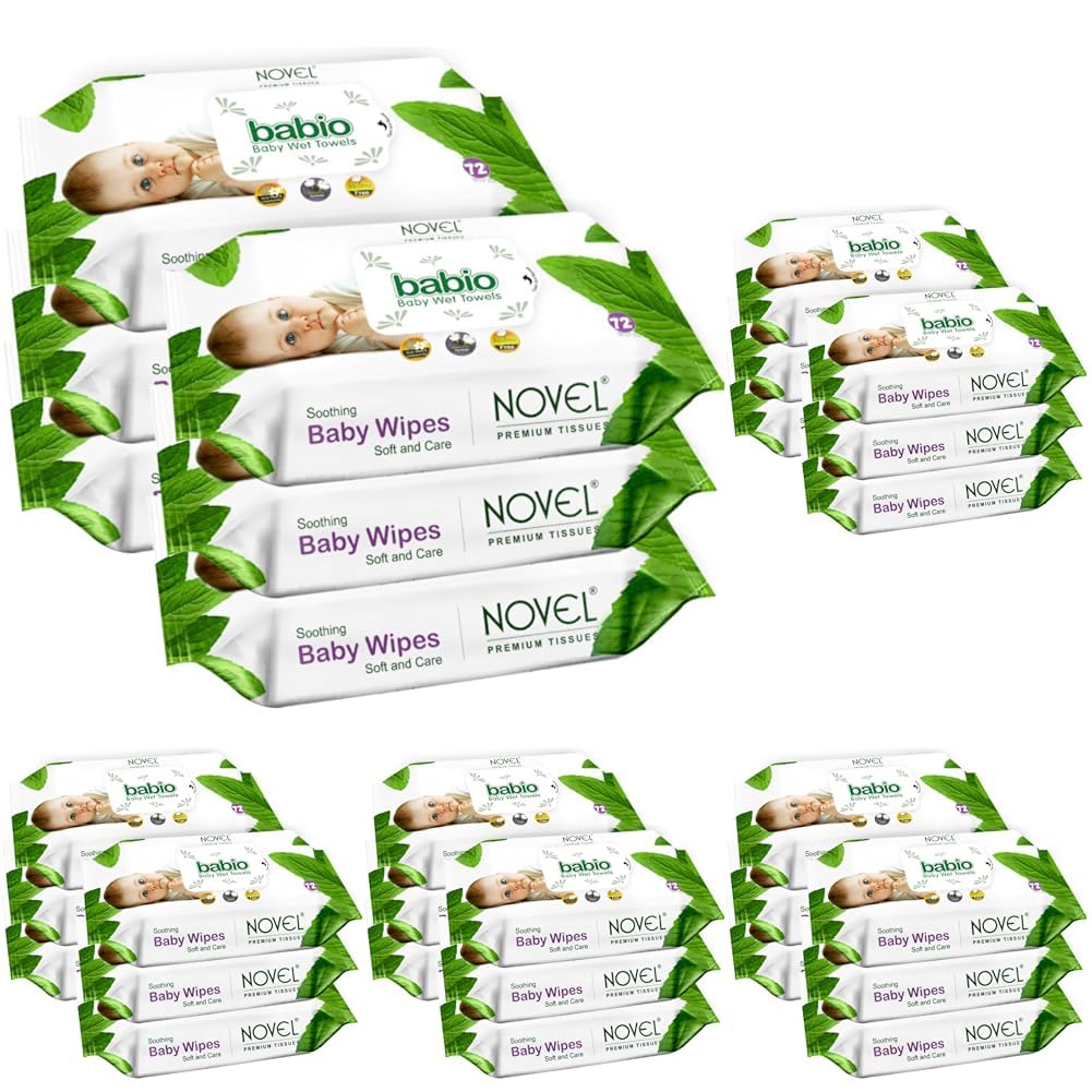 Novel Babio Baby Wet Wipes 72 Wipes x Pack of 30 (432 Wipes) | Aloe Vera, Chamomile, Jojaba Oil, Vitamin E Enriched | pH Balanced, Alcohol, Hypoallergenic & Paraben-Free | Extra Thick & Moist wet | Anti Rash Soft Gentle Baby Wipes without Lid-image-19