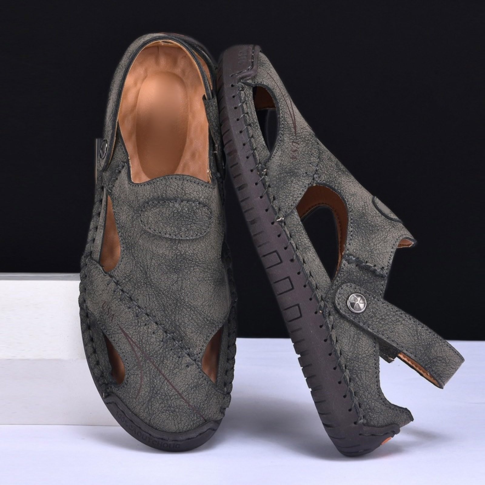 Sandalias Playa Hombre Suela de Goma Malla Transpirable con Bandas Ajustables Senderismo Casual Chanclas Piscina Zapas Calzado Sandalia Antideslizante Comodo para Vacaciones Natacion