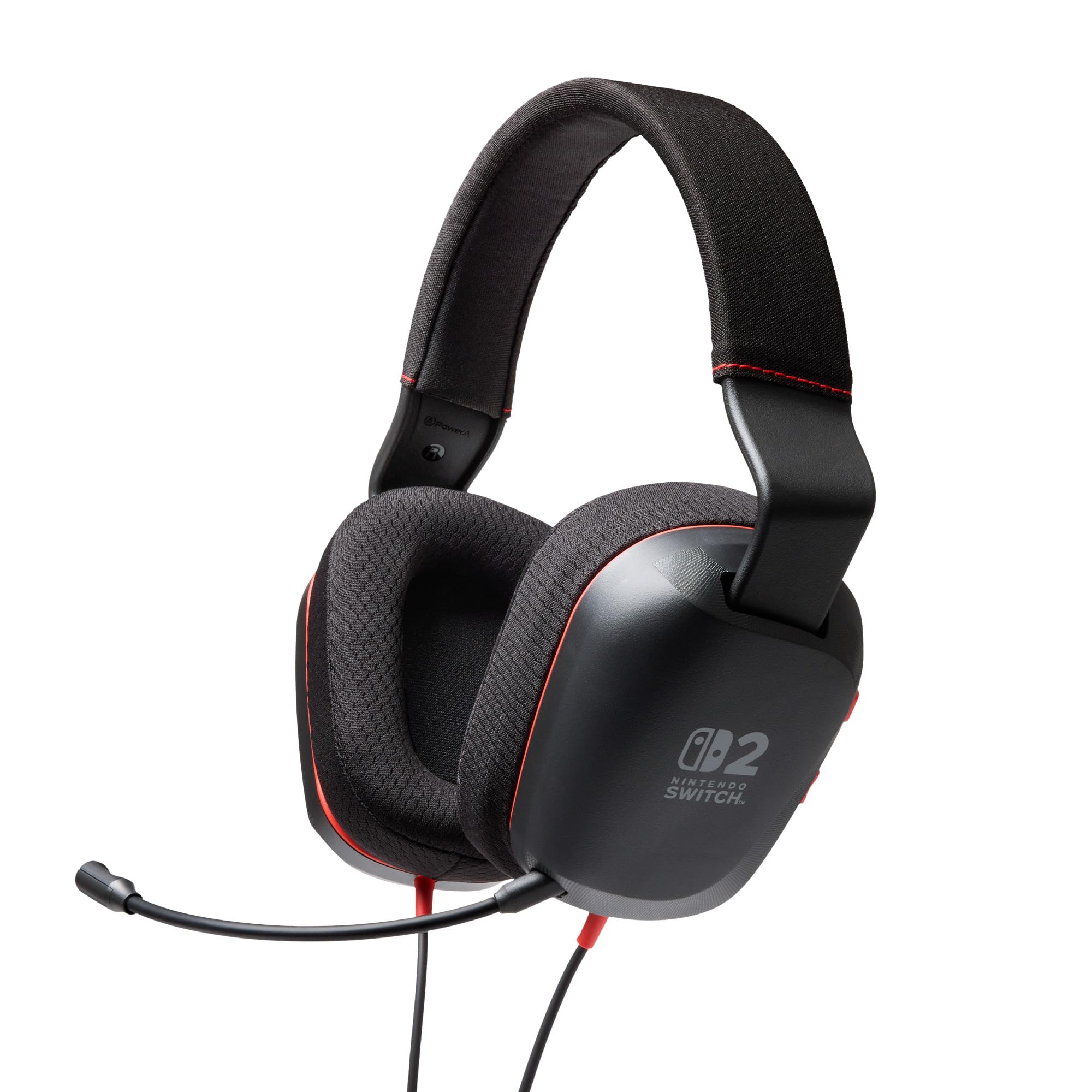 PowerA Przewodowy zestaw słuchawkowy stereo do Nintendo Switch 2 - czarny, oficjalnie licencjonowany, 50 mm Crivers, odłączany mikrofon wysięgnika, sterowanie nauszne, gniazdo 3,5 mm, kompatybilny z