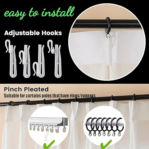 Miniatura 6 de Cortinas traslúcidas de gasa plisadas de 96 pulgadas de largo, para sala de estar, cortinas semitransparentes con filtro de luz, para dormitorio, 52