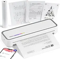 Impressora Térmica Portátil A4, Impressora Térmica Portátil com 20 Folhas Papel com Bluetooth, Compatível com Android, iOS e Laptop