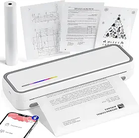 Impressora Térmica Portátil A4, Impressora Térmica Portátil com 20 Folhas Papel com Bluetooth, Compatível com Android, iOS e Laptop