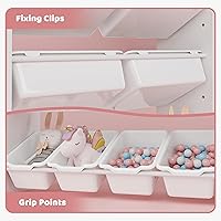 Vista 5 de Xilingol Organizador de almacenamiento de juguetes para niños con 8 contenedores de juguetes removibles, organizadores de juguetes de 4 niveles