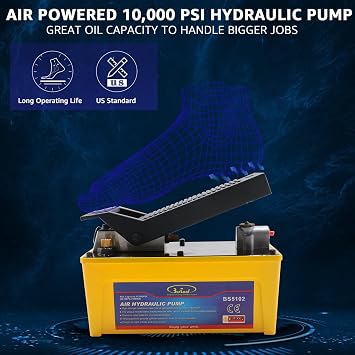 BESTOOL Air Hydraulic Pump - 10,000 PSI Hydraulic Pressure 1/2 Gal Reservoir Foot Pump Air Treadle Foot Actuated Hydraulic Pump (Single Acting)