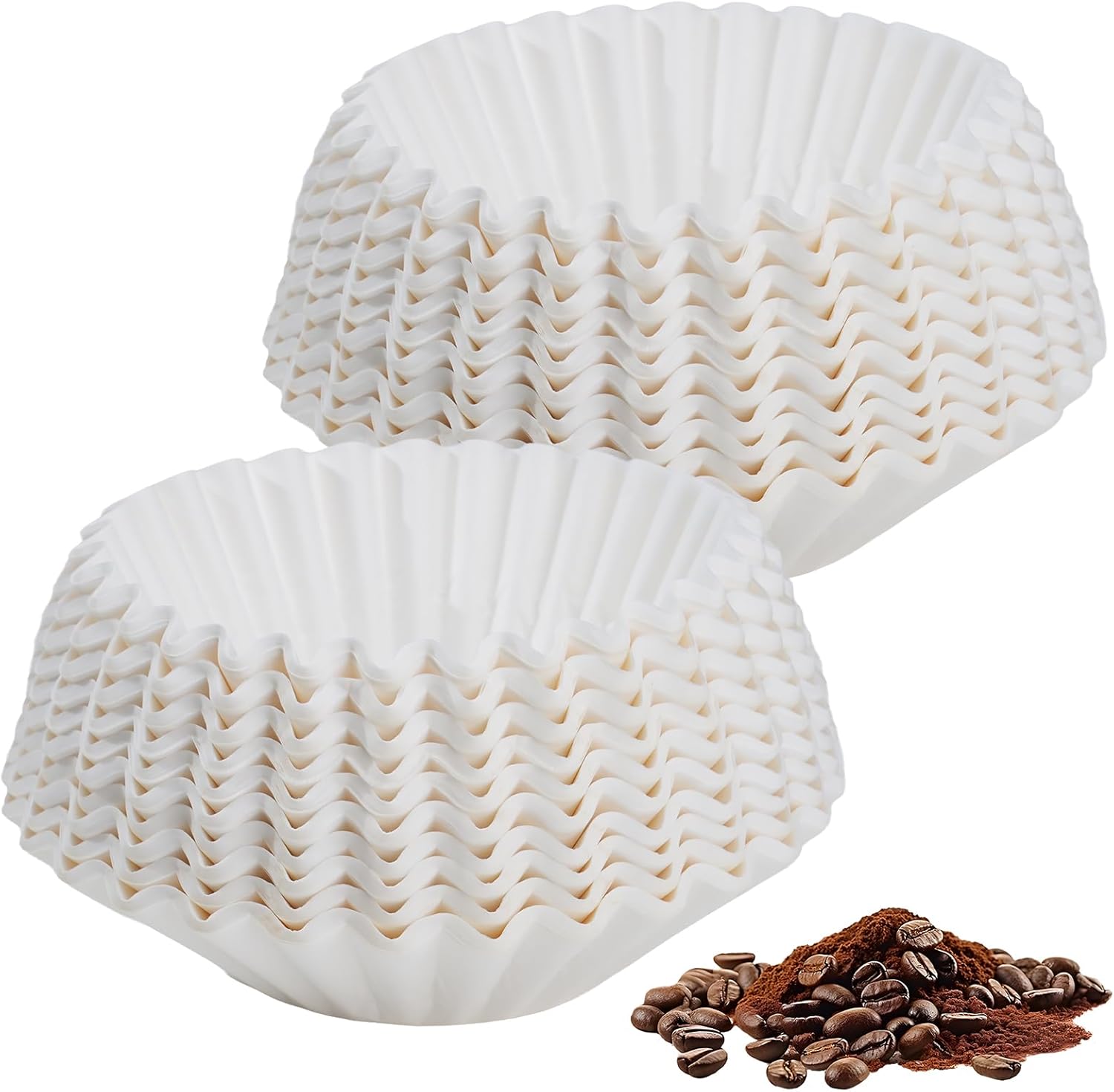 500 Count 8-12 Cup Basket Coffee Filters, Disposable Coffee Filters, Large Commercial Filters for Most Coffee Machines, Basket Style, White Paper, Chlorine Free