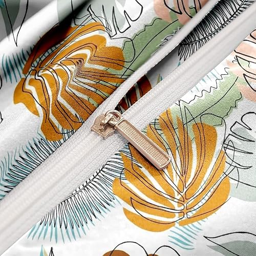 Miniatura 4 de Juego de funda de edredón tropical, súper suave, estampado de hojas de palma tropicales hawaianas, juego de funda de edredón de diseño único para