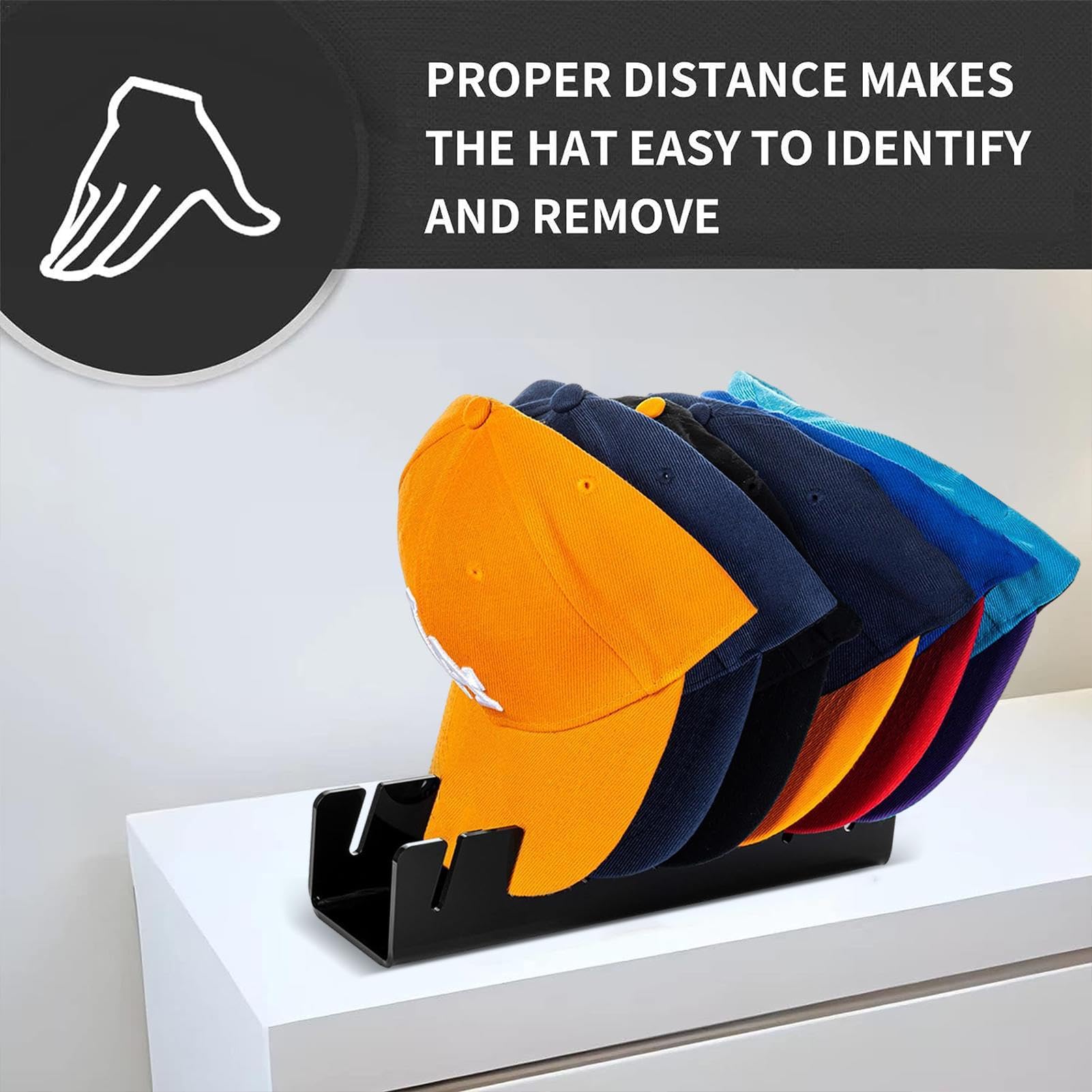 Supporto Per Cappelli In Acrilico - Organizer Da Tavolo Per 7 Cappelli Da Baseball - Foto 10