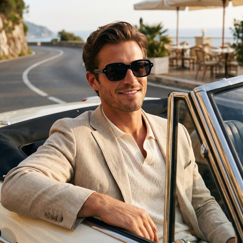 Classic Black Frame Sunglasses for Men Women Lightweight Rectangular Sun Glasses Modern Fashion Eyewear for Outdoor image 5