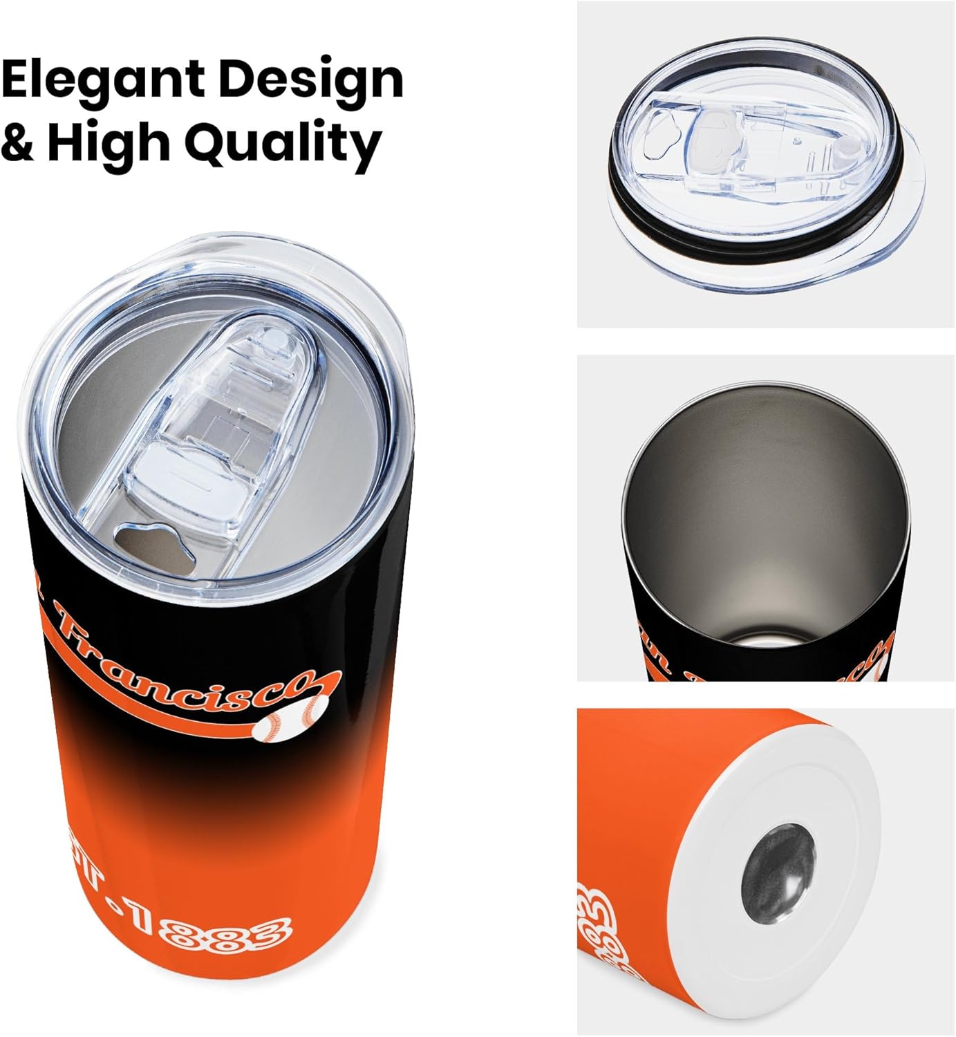 San Francisco EST 1883 Tumblers 20oz Straight Skinny Car Cups Sports Travel Coffee Mug,Stainless Steel,Insulated,Classic Collection Gifts for Men Women Fans. - Image 4