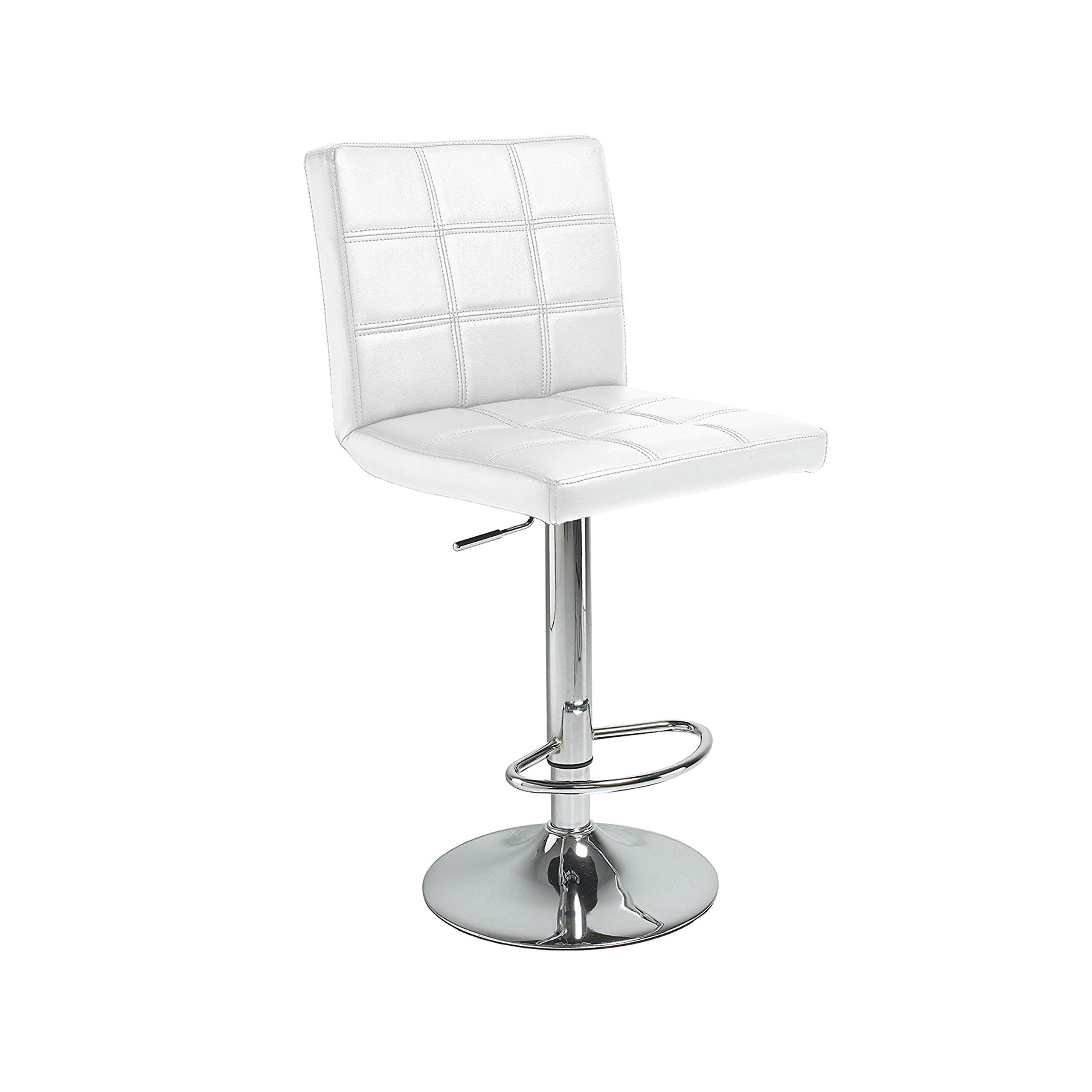 Pub, High Stool, Adjustable Stool, Contract Stool, White Leather Finish, Dimensions: 41cm (W) x 45cm (D) x 93-115cm (H)