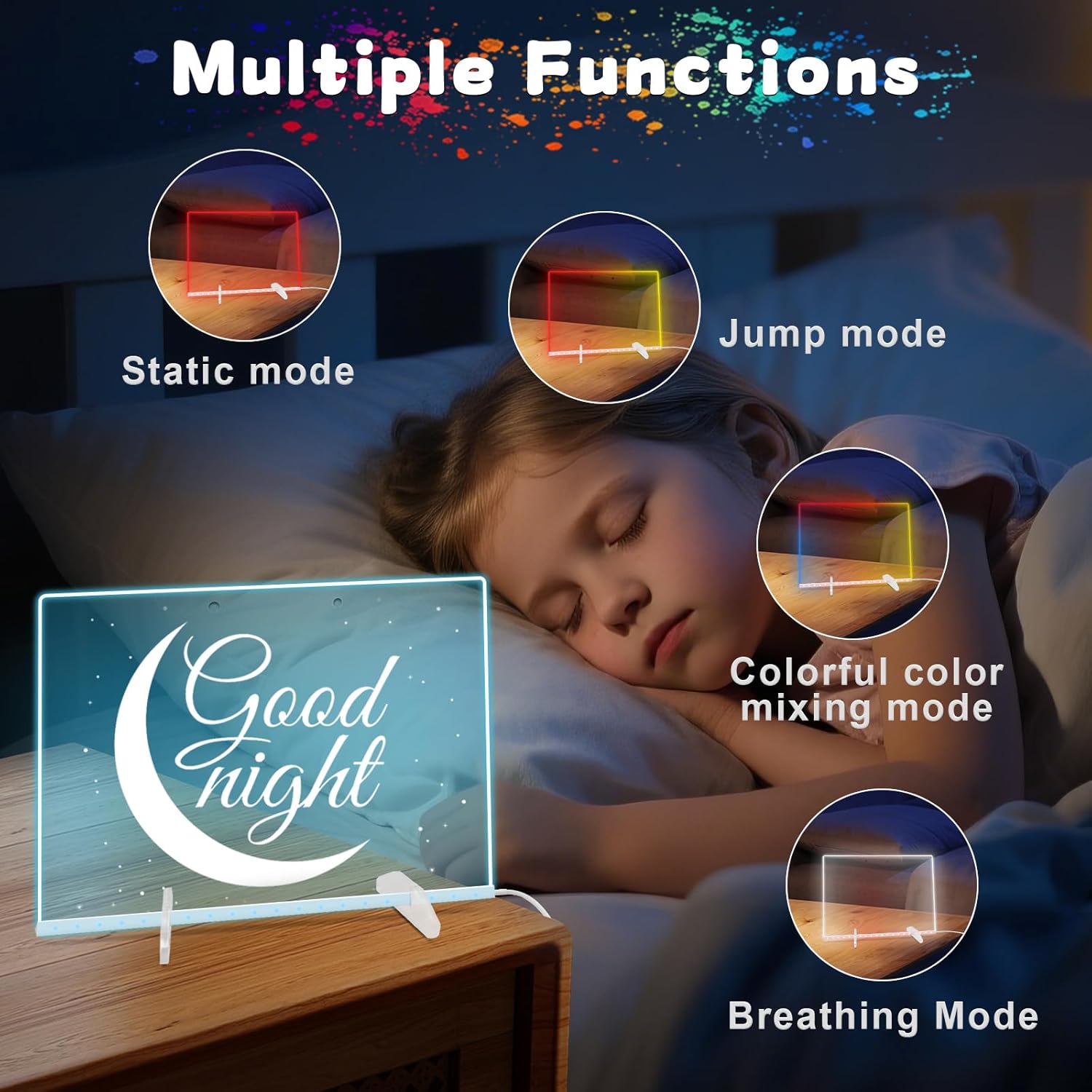 Acrylic Dry Erase Board with Light, LED Note Board with Colors, Light up Clear White Board with Adjustable Stand, Message, Memo, Drawing Board with 7 Markers for Home Office School