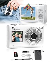 ARNSSIEN Fotocamera Digitale 4K con Doppio Schermo, Autofocus 48MP Macchina Fotografica Digitale Compatta con Scheda 32GB, Zoom 16X, Anti-Shake, Regalo per Bambini, Adolescenti e Principianti,Y5