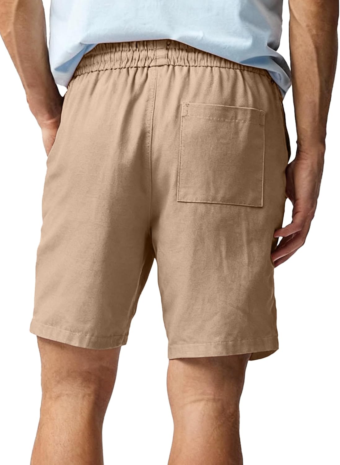 HOTake Men's Linen Shorts Casual Drawstring Elastic Waist Summer Beach Vacation Shorts - Image 4