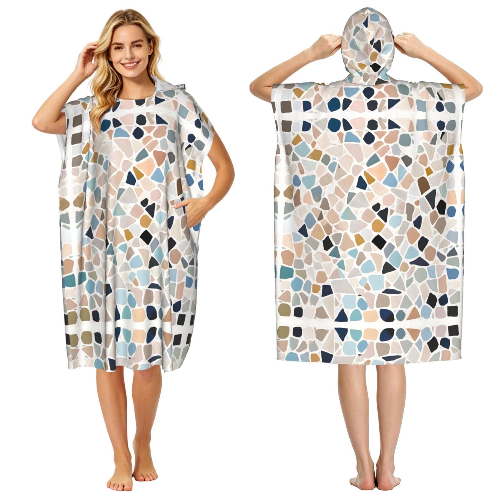 Poncho de plage Terrazzo pour adulte : changez-vous discrètement grâce à ce peignoir microfibre