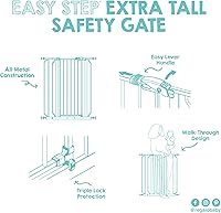 Vista 11 de Regalo Easy Step - Puerta para bebé extra alta con acceso, kit adicional, incluye kit de extensión de 4 pulgadas, kit de montaje a presión, ventosas
