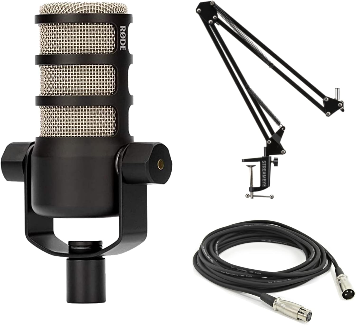 Rode PodMic Dynamic Podcast Microphone with StreamEye BOOMARM Mic Arm ...