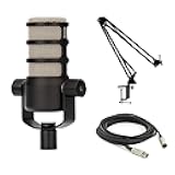 Rode PodMic Dynamic Podcast Microphone with StreamEye BOOMARM Mic Arm, XLR Cable and StreamEye Polishing Cloth