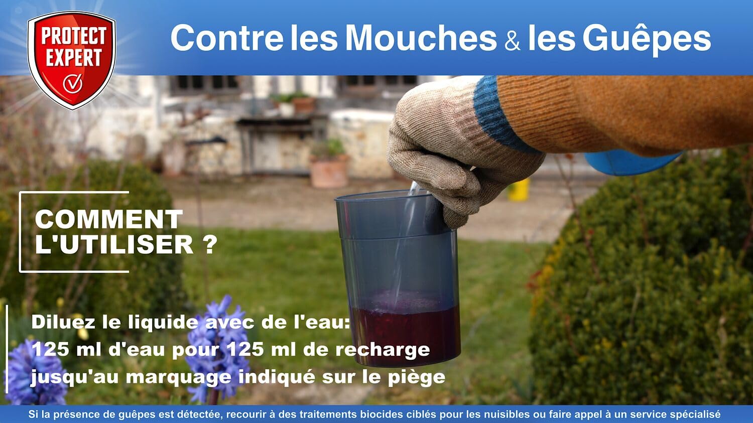 PROTECT EXPERT Piège a Guêpes, Frelons, Mouches - Adapté Aux Frelons Asiatiques - A Poser ou Suspendre - En extérieur - Réutilisable GUEPIEG
