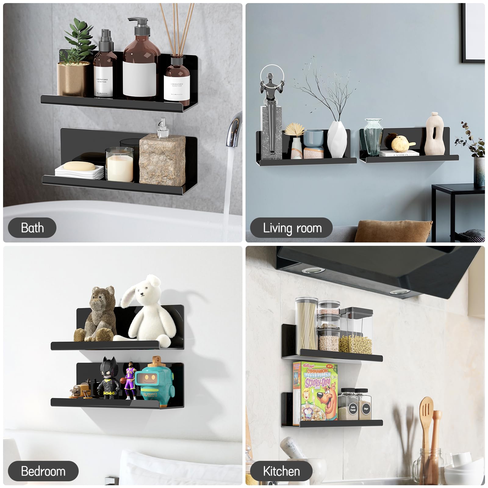 MAGOSIS Floating Shelves For Wall - No Drill White Shelving