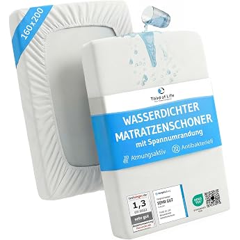 Third of Life Mattress Protector 160 x 200 cm Waterproof Breathable Incontinence Pad Anti-Dust Mite Bed Sheet for Under Fitted Sheet Mattress Cover Hygienic Topper