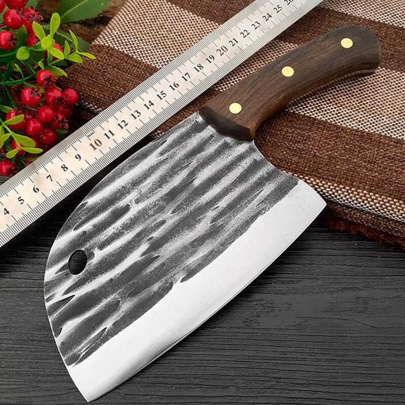 Meat cleaver, Full Tang Forging Serbian Chef Knife Kitchen Knife With Leather Sleeves Covers Handmade Butcher Viking Camping Filleting Knife Cleaver Knife (Color : 02)