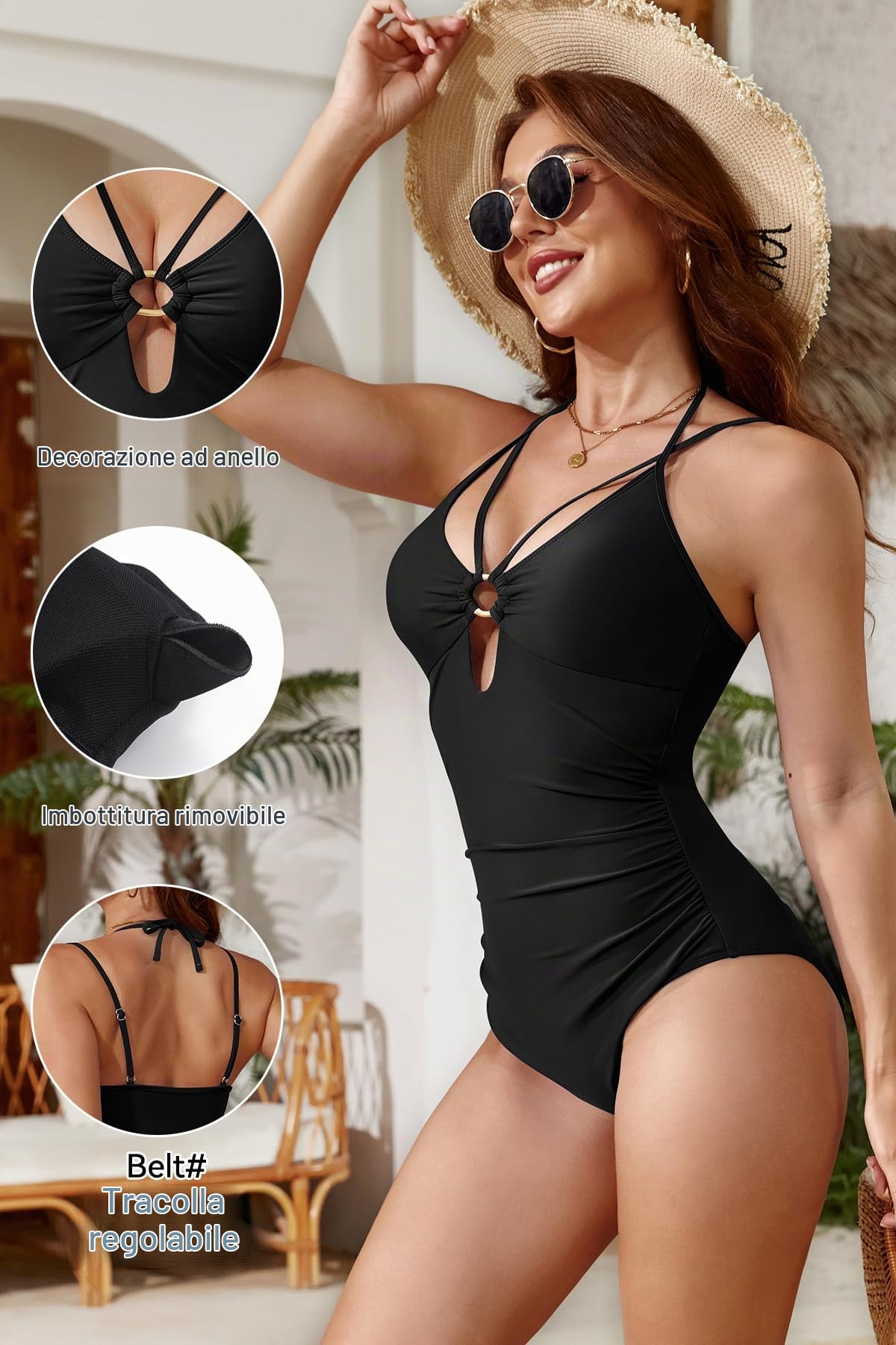 SHEKINI Costume da Bagno da Donna Dimagrante Controllo Pancia Costumi da Bagno Scollatura Sexy Titolare Costume