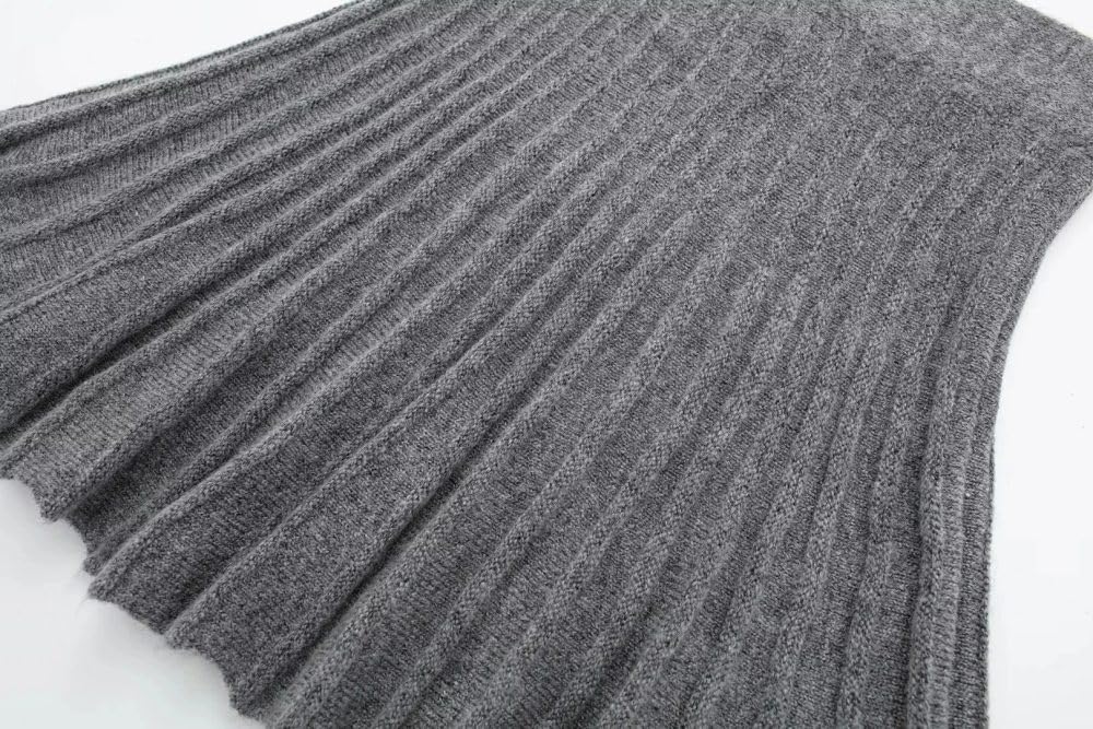 SWEPER Falda Corta De Mujer - Minifalda Plisada De Punto para Mujer, Falda Femenina De Cintura Alta con Dobladillo Acampanado, Moda Otoño/Invierno