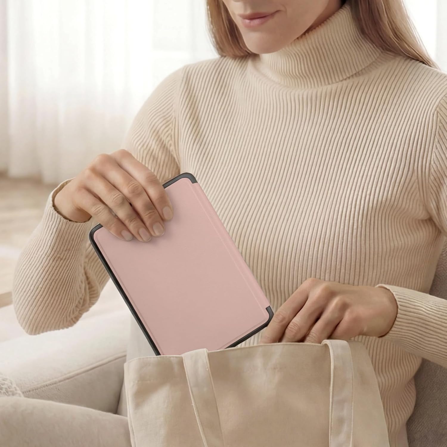 Case with Hand Strap for 6" All-New Kindle (11th Generation 2024/2022 Release), Lightweight Shell Cover with Auto Wake/Sleep for Kindle 11th Generation 2024 e-Reader,Sakura Pink