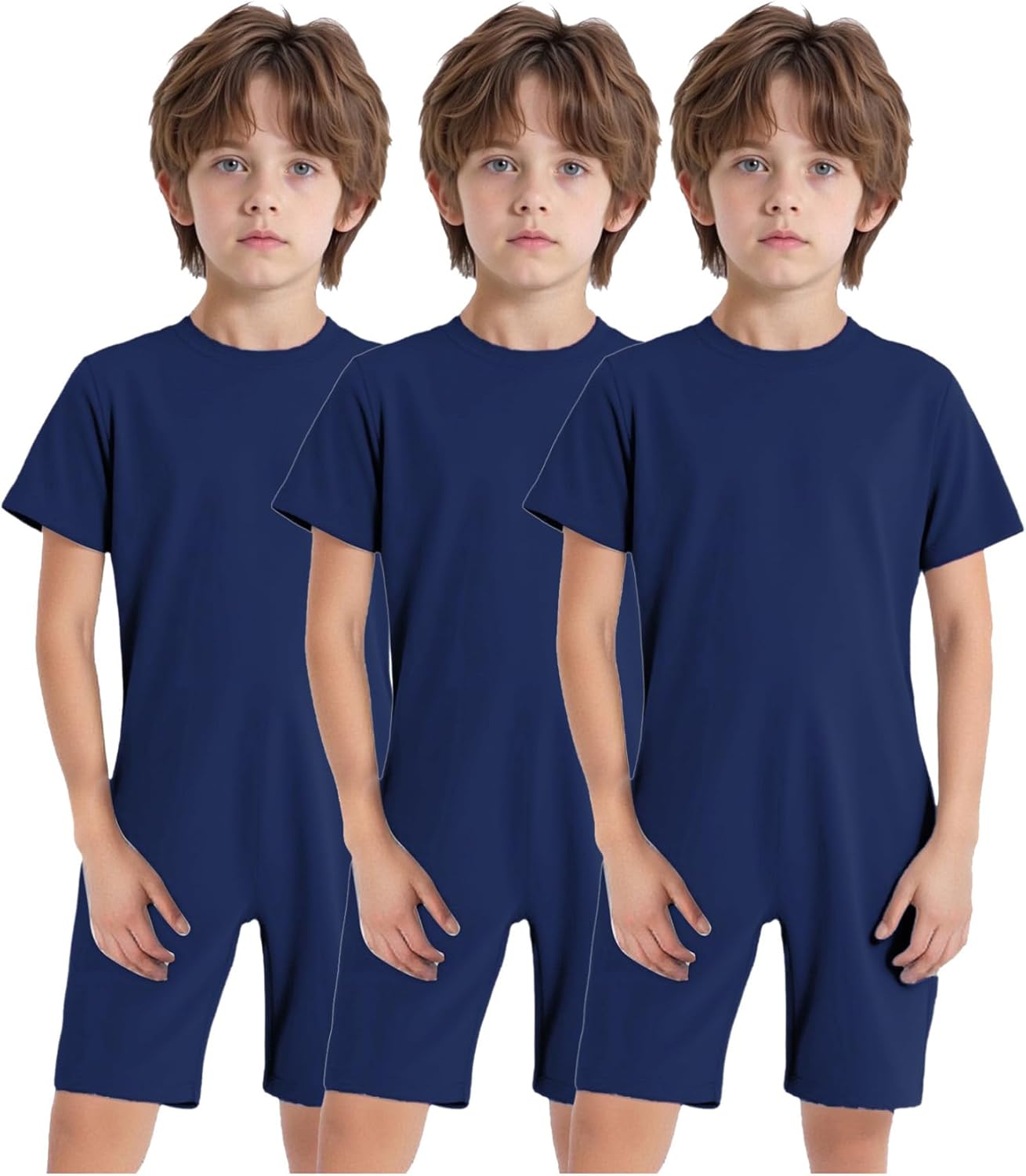 easyforever 3Pcs Adaptive Clothing for Kids Special Needs Autism Sensory Jumpsuit Anti-Strip Romper Short Leg Playsuit
