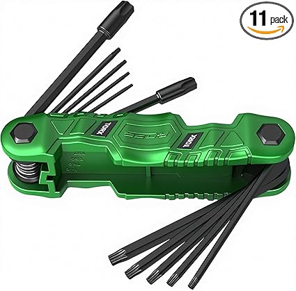 11-Piece Large Folding Torx Key Set (T9–T55), Heavy Duty Folding Star Wrench Set, Portable Tool for Archery, Bike Repair, Furniture, and Basic Home Maintenance