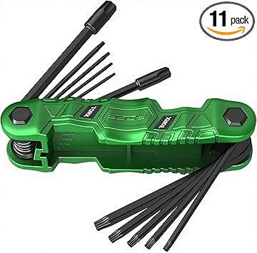 11-Piece Large Folding Torx Key Set (T9–T55), Heavy Duty Folding Star Wrench Set, Portable Tool for Archery, Bike Repair, Furniture, and Basic Home Maintenance