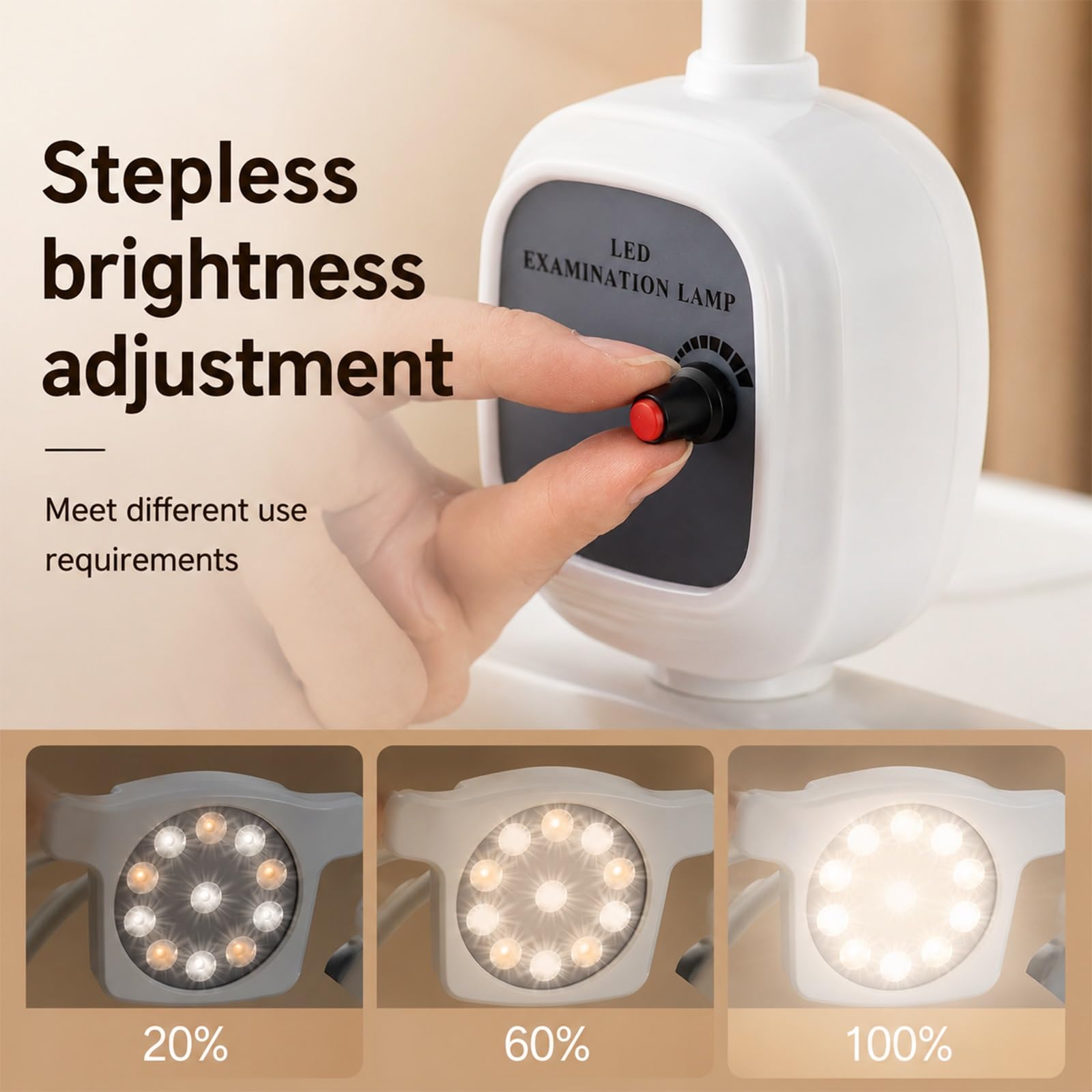 LED Lampa Do Badań Chirurgicznych, Mobilna Lampa Medyczna Z Elastycznym Ramieniem Typu Gęsia Szyja, Przyciemniana Lampa Stojąca 12W 24V Do Ginekologii, Stomatologii I Laryngologii