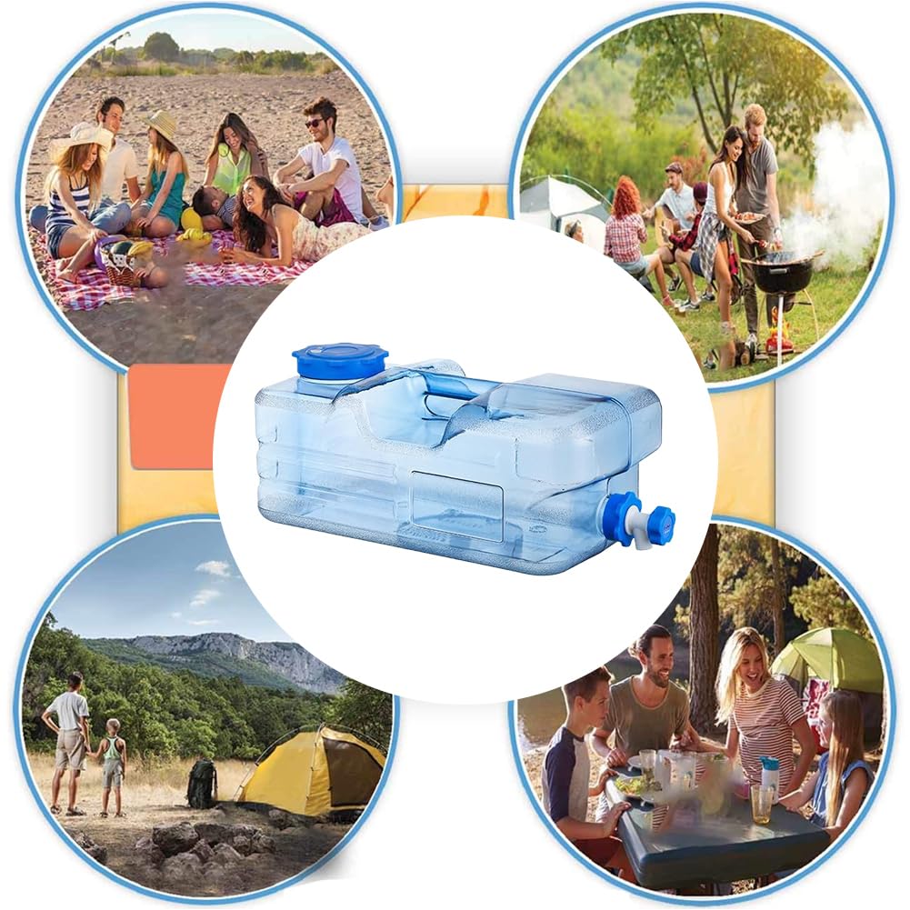 Starnearby Tanica per Acqua con Rubinetto 6L-18L, Serbatoio per Acqua Potabile, Bidone Acqua con Rubinetto, Contenitore per Acqua da Campeggio con Tubo di Prolunga e Spazzola (15L)