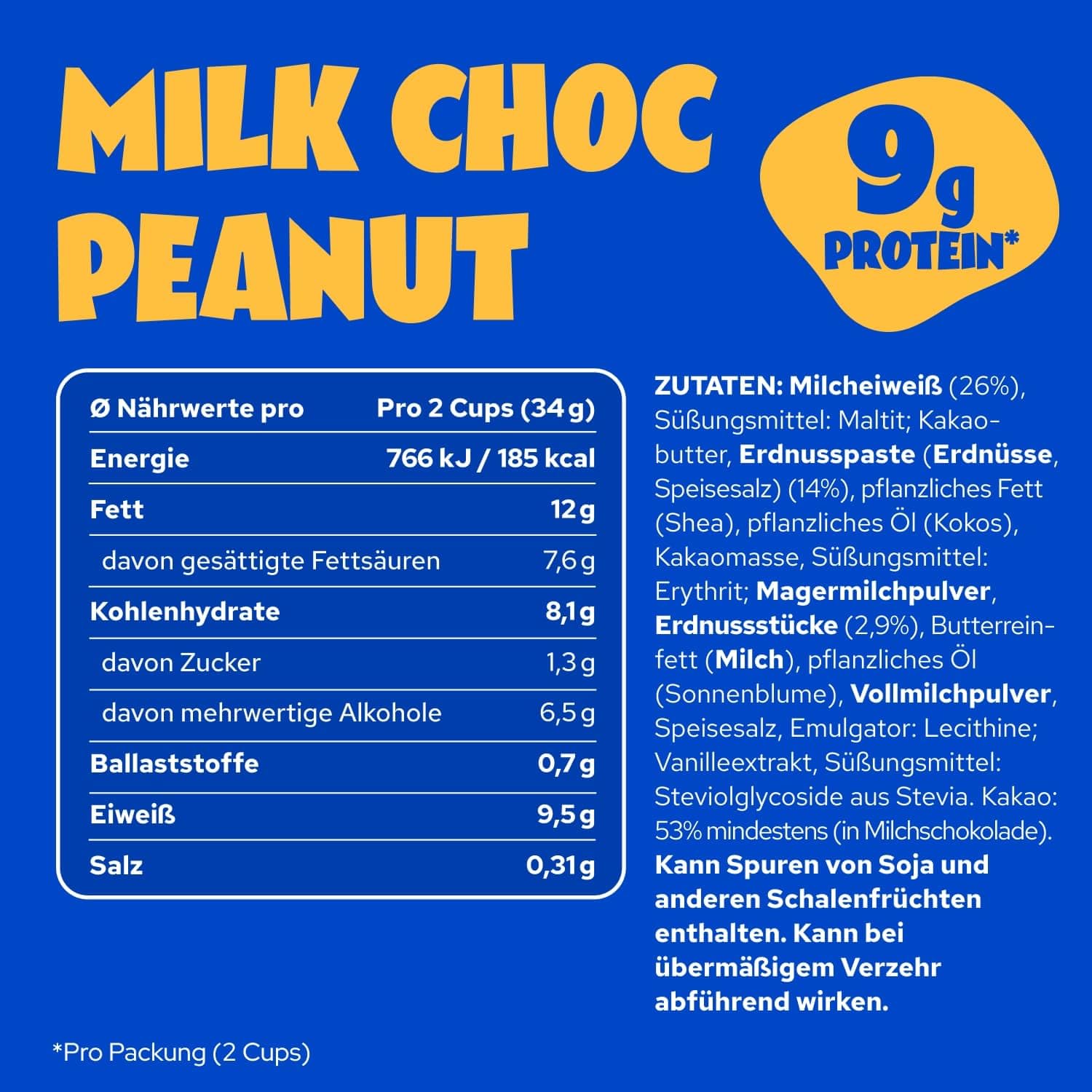 ahead High Protein Peanut Butter Cups 9g Protein 12 x 34g Milchschokolade Erdnussmus Ohne Zuckerzusatz Glutenfrei