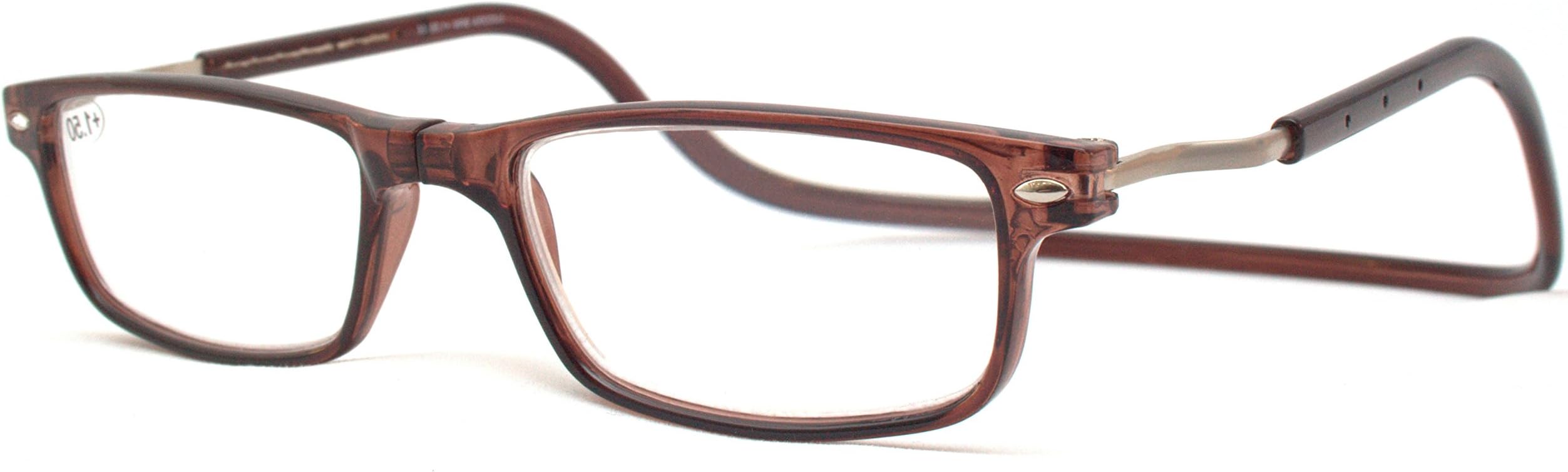 Reading Glasses Magnetic Adjustable with Built in Neck Strap for Men and Women (Brown, 2.00)