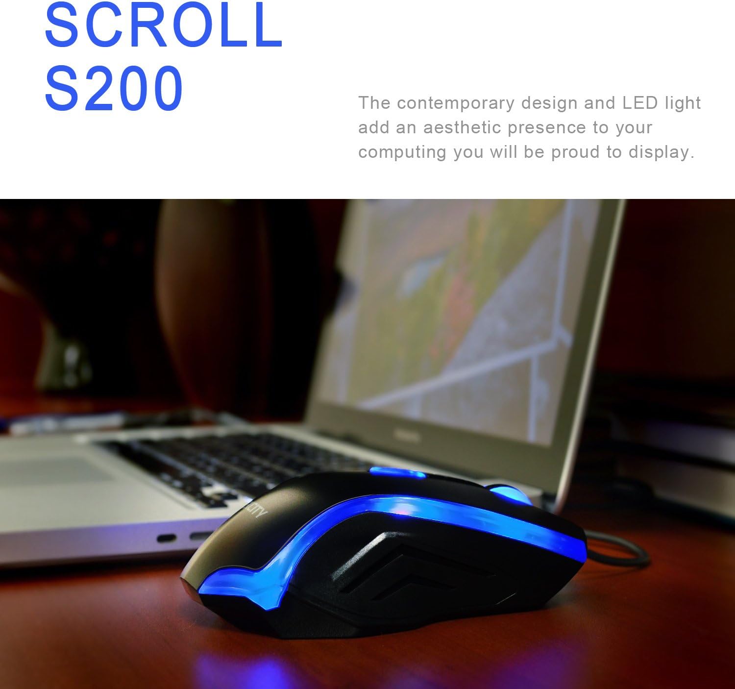 Etekcity Scroll S200 High Precision 2400 DPI Symmetrical Optical USB Wired Mouse