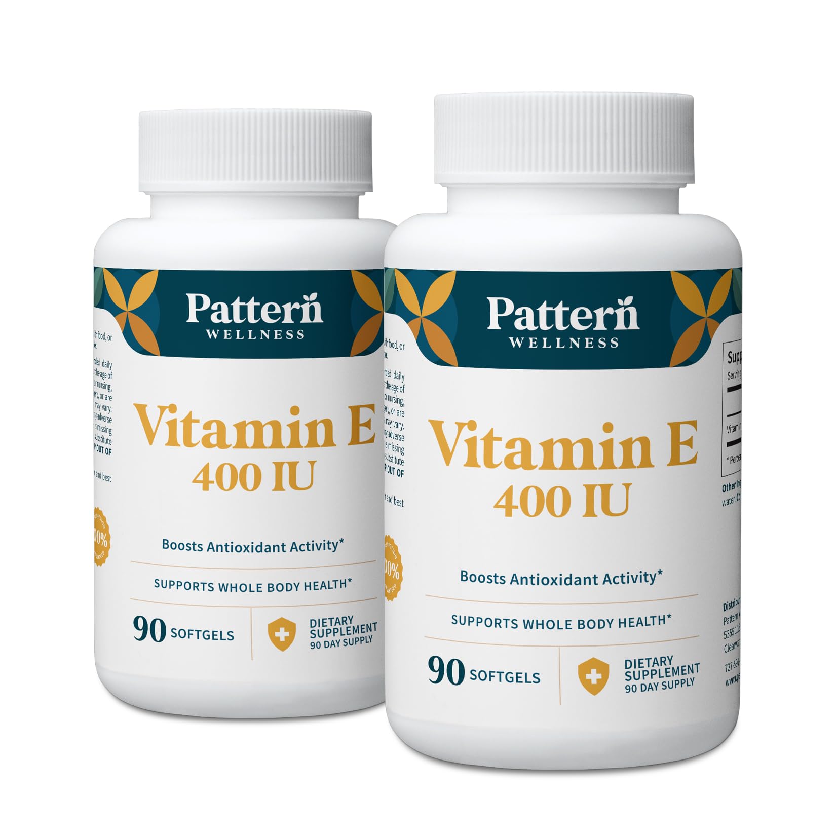 Pattern Wellness Vitamin E 400 IU – 180 Softgels 90 Count (Pack of 2)