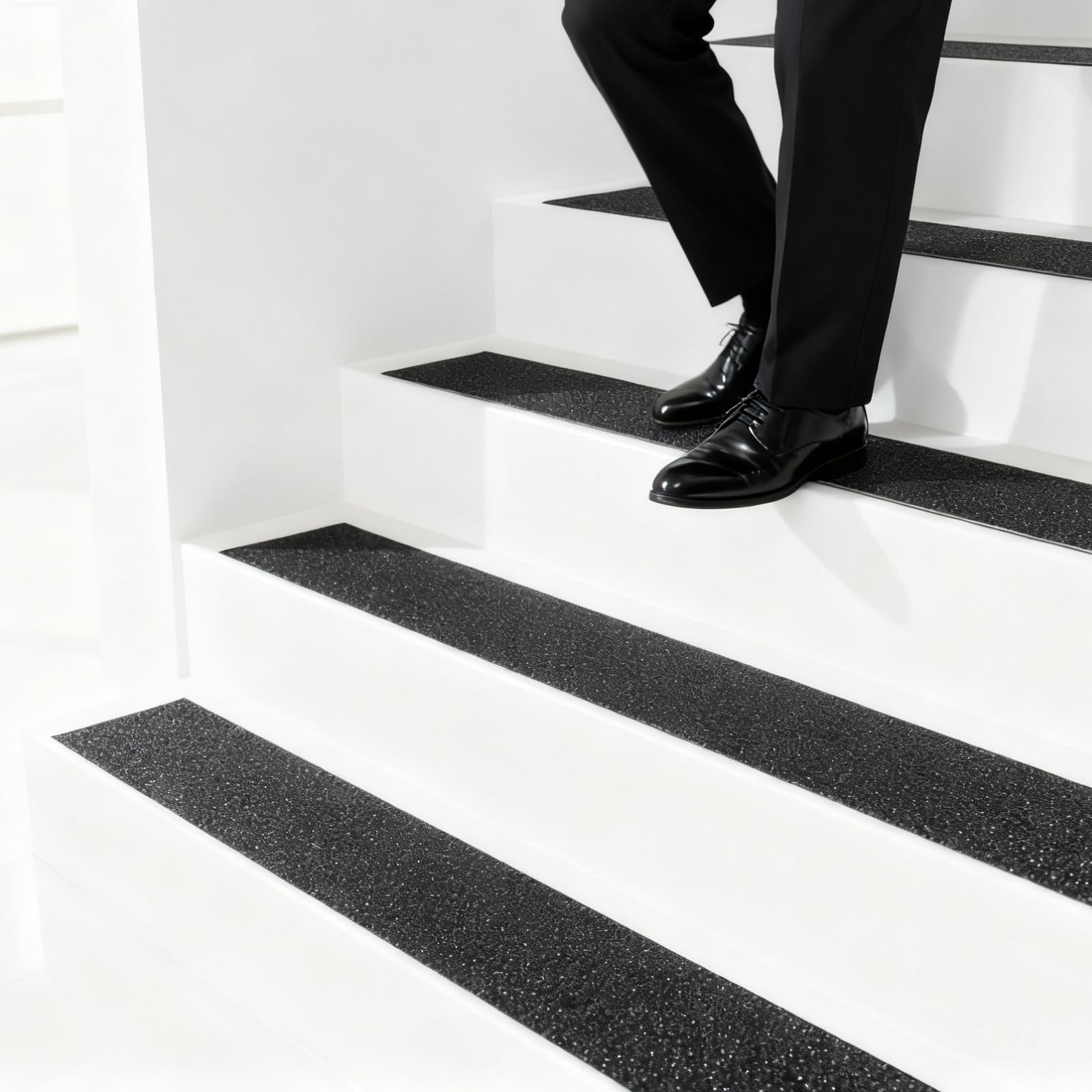 SINJEUN Ruban adhésif antidérapant - 25 cm x 5 m - Noir - Pour escaliers, marches