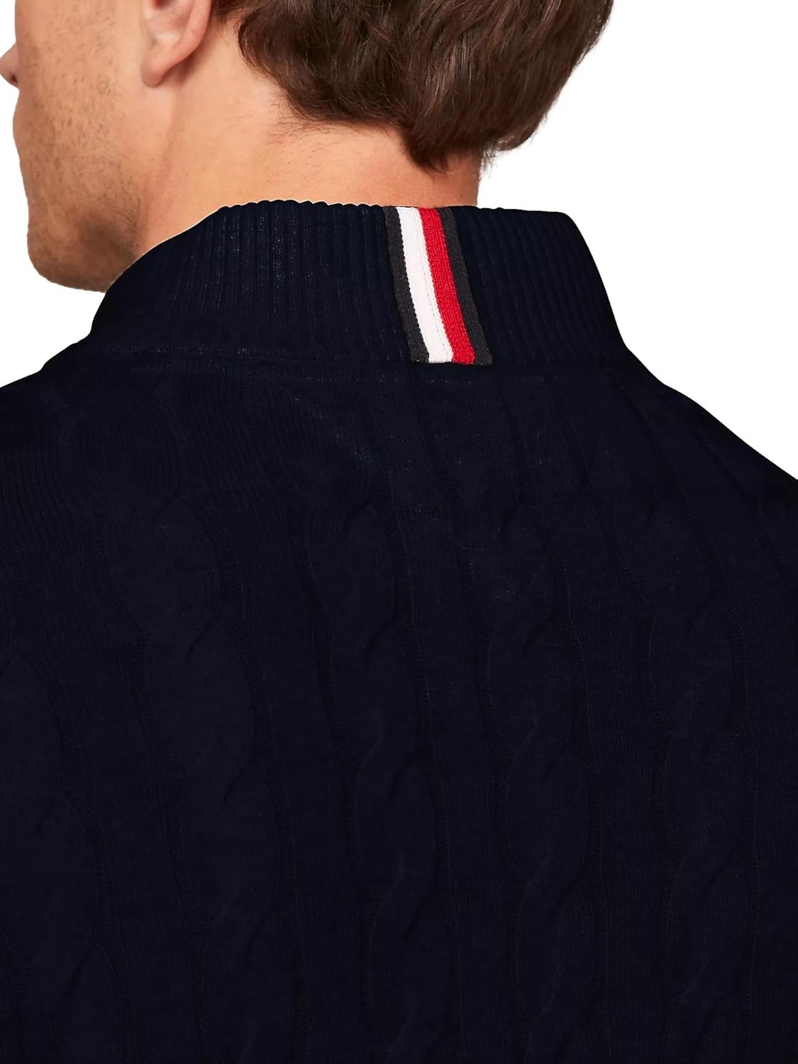 TOMMY HILFIGER Men's Signature Cable Kint Quarter Zip Pullover Sweater 2025 Collection - Image 3