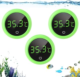 3 Pcs LED Aquarium Thermometer Digital Touch Screen Fish Tank Thermometer 5s Refresh Speed Accurate Temperature Sensor Stick on for Fish Axolotl Glass Containers Turtle Tank Accessories, Green