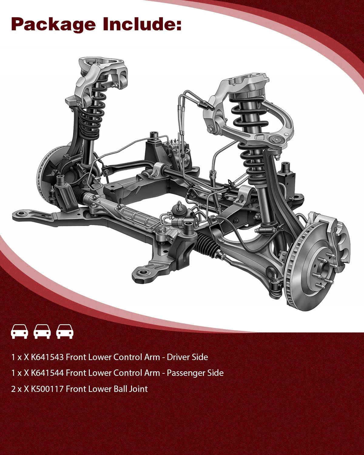 Front Lower Control Arm and Ball Joint Fit 2004-2007 for Acura TL, K641543 K641544 K500117 Front Suspension Kit (4Pcs)