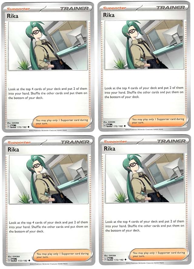 Rika 172 182 - Paradox Rift - Pokemon Trainer Card Lot x4 - Playset