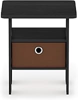 Vista 131 de Furinno- Colección Andrey- Mesa auxiliar, estación de carga con puerto USB y puerto tipo C c/compartimento de almacenamiento, 15.55 pulg ancho x