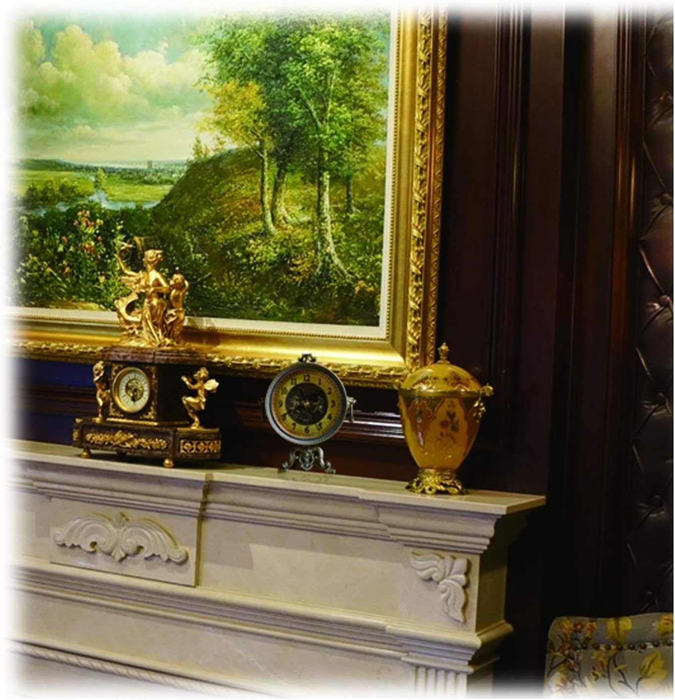 Clock Retro Old-Fashioned Clock/7.1-inch Desk Clock/Living Room Clock, Metal Mantel Clock, for Office Placement Bracket Clock